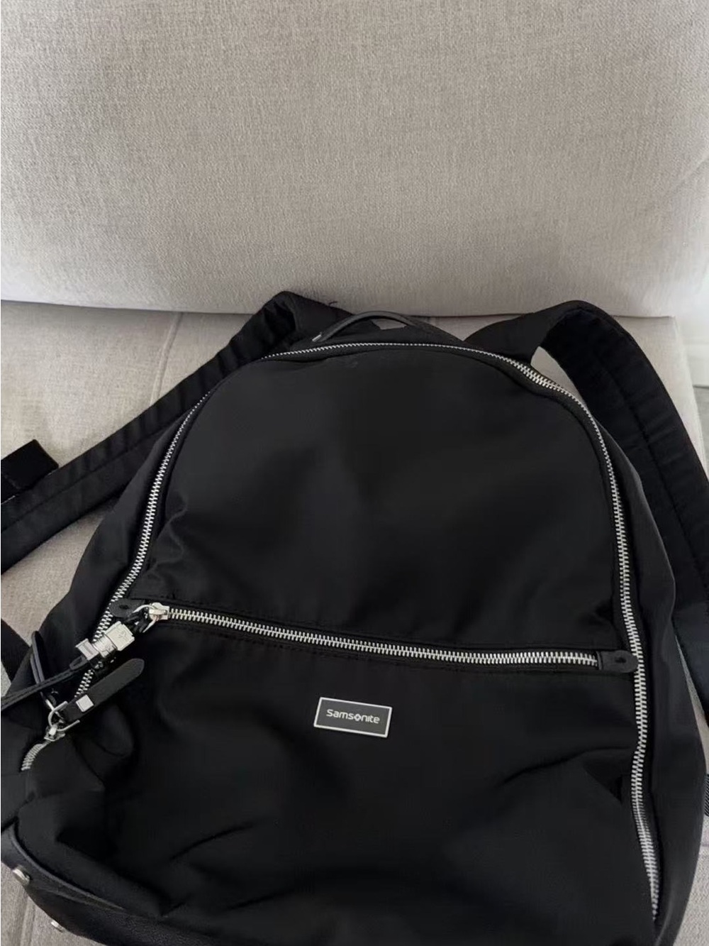 Samsonite Black Backpack with Silver Zippers